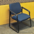 Blue Patterned Fabric Sleigh Guest Side Chair